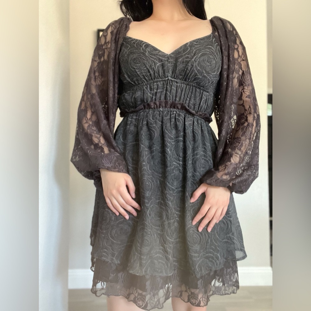 Listicle Gray Long Sleeve Dress